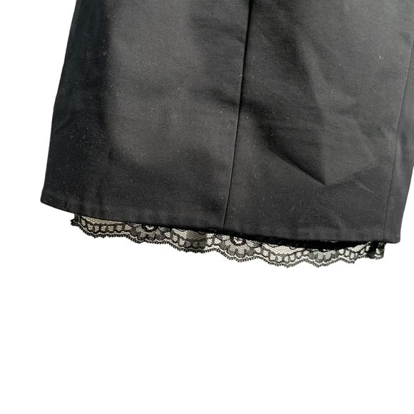 Pleated Waist Sleeveless Sheath Dress S Black Lined Lace Trim Exposed Zipper - Picture 7 of 7